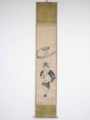 三宅鳳白筆　美人図　肉筆紙本掛軸（保護箱）